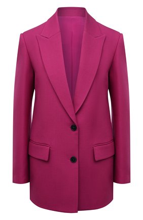 Женский жакет из шерсти и шелка VALENTINO фуксия цвета по цене 291000 руб., арт. XB3CE3G06LR | Фото 1 Женский жакет из шерсти и шелка VALENTINO фуксия цвета, арт. XB3CE3G06LR | Фото 1 (Материал подклада: Шелк; Длина (для топов): Удлиненные; Рукава: Длинные; Материал внешний: Шерсть; Стили: Гламурный; Случай: Формальный; Женское Кросс-КТ: Жакет-одежда; 1-2-бортные: Однобортные)