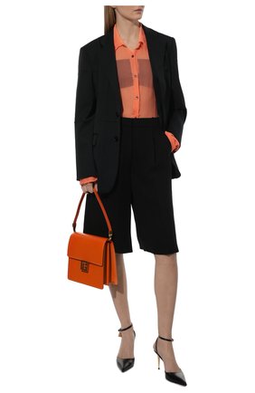 Женская шелковая блузка DRIES VAN NOTEN оранжевого цвета, арт. 221-030781-4276 | Фото 2 (Рукава: Длинные; Материал внешний: Шелк; Длина (для топов): Стандартные; Стили: Романтичный; Принт: Без принта; Женское Кросс-КТ: Блуза-одежда; Региональные ограничения белый список (Axapta Mercury): RU)