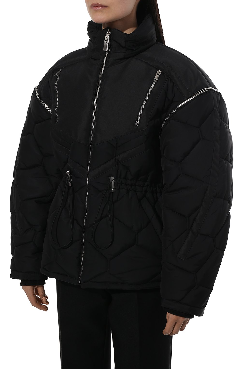 Женская утепленная куртка GIVENCHY черного цвета, арт. BW00EB144G | Фото 3 (Кросс-КТ: Куртка; Рукава: Длинные; Материал внешний: Синтетический материал; Стили: Спорт-шик; Длина (верхняя одежда): Короткие; Материал подклада: Вискоза)