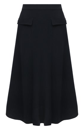 Женская шерстяная юбка LANVIN черного цвета, арт. RW-ST0131-4963-P22 | Фото 1 (Длина Ж (юбки, платья, шорты): Миди; Материал внешний: Шерсть; Стили: Гламурный; Женское Кросс-КТ: Юбка-одежда)