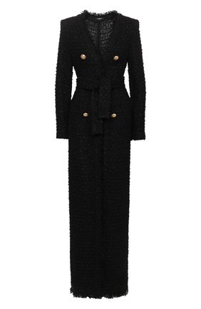 Женское пальто из хлопка и вискозы BALMAIN черного цвета по цене 281500 руб., арт. XF1UE001/CB76 | Фото 1 Женское пальто из хлопка и вискозы BALMAIN черного цвета, арт. XF1UE001/CB76 | Фото 1 (Материал внешний: Хлопок; Длина (верхняя одежда): Длинные; Рукава: Длинные; Стили: Гламурный; 1-2-бортные: Однобортные)