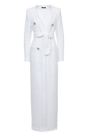 Женское пальто из хлопка и вискозы BALMAIN белого цвета по цене 281500 руб., арт. XF1UE001/CB76 | Фото 1 Женское пальто из хлопка и вискозы BALMAIN белого цвета, арт. XF1UE001/CB76 | Фото 1 (Рукава: Длинные; Материал внешний: Хлопок; Длина (верхняя одежда): Длинные; Стили: Гламурный; 1-2-бортные: Однобортные)