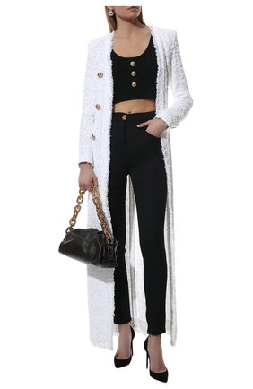 Женское пальто из хлопка и вискозы BALMAIN белого цвета по цене 281500 руб., арт. XF1UE001/CB76 | Фото 2 Женское пальто из хлопка и вискозы BALMAIN белого цвета, арт. XF1UE001/CB76 | Фото 2 (Рукава: Длинные; Материал внешний: Хлопок; Длина (верхняя одежда): Длинные; Стили: Гламурный; 1-2-бортные: Однобортные)