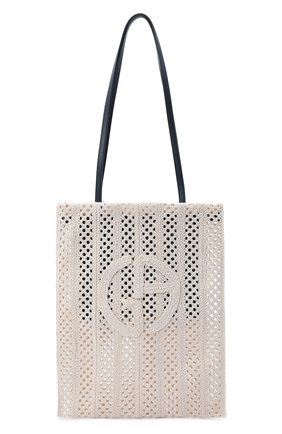 Женский сумка-шопер GIORGIO ARMANI кремвого цвета, арт. Y1D184/YRH0Y | Фото 1 (Материал: Текстиль; Размер: large; Сумки-технические: Сумки-шопперы)
