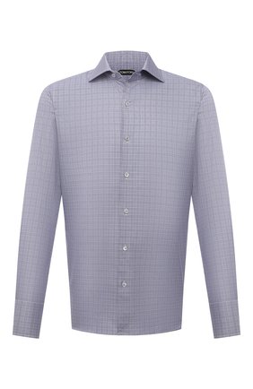 Мужская хлопковая сорочка TOM FORD синего цвета по цене 63650 руб., арт. 3FT132/94S3AX | Фото 1 Мужская хлопковая сорочка TOM FORD синего цвета, арт. 3FT132/94S3AX | Фото 1 (Воротник: Акула; Случай: Формальный; Стили: Классический; Манжеты: На пуговицах; Материал внешний: Хлопок; Рукава: Длинные; Длина (для топов): Стандартные; Принт: Клетка; Рубашки М: Slim Fit)