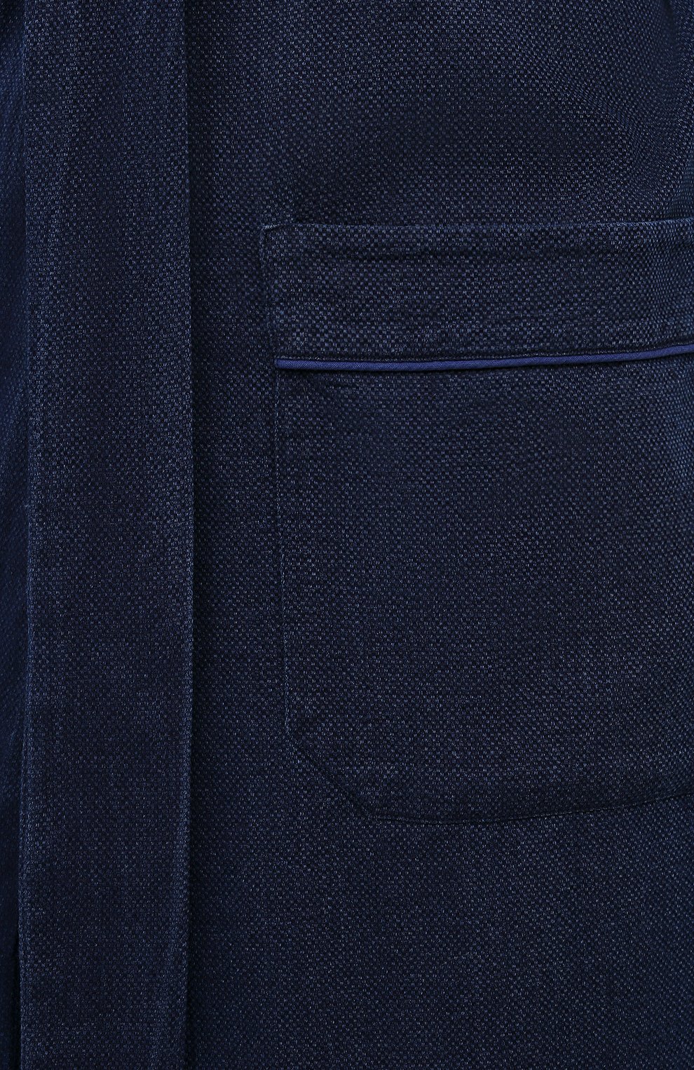 Мужской хлопковый халат ROBERTO RICETTI темно-синего цвета, арт. VESTAGLIA R0BE LUNGA/DENIM 5636-2 | Фото 5 (Рукава: Длинные; Кросс-КТ: домашняя одежда; Материал внешний: Хлопок; Длина (верхняя одежда): Длинные)