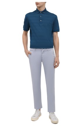 Мужское хлопковое поло ERMENEGILDO ZEGNA бирюзового цвета по цене 33350 руб., арт. UZ349/750 | Фото 2 Мужское хлопковое поло ERMENEGILDO ZEGNA бирюзового цвета, арт. UZ349/750 | Фото 2 (Материал внешний: Хлопок; Застежка: Пуговицы; Стили: Кэжуэл; Рукава: Короткие; Длина (для топов): Стандартные)