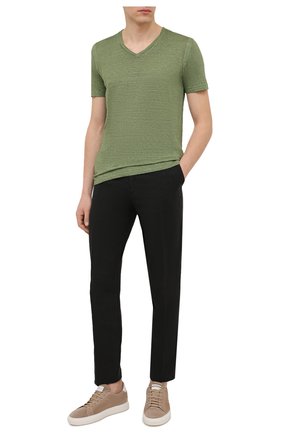 Мужские льняные брюки 120% LINO черного цвета, арт. V0M2411/0253/000 | Фото 2 (Материал внешний: Лен; Длина (брюки, джинсы): Стандартные; Случай: Повседневный; Стили: Кэжуэл)