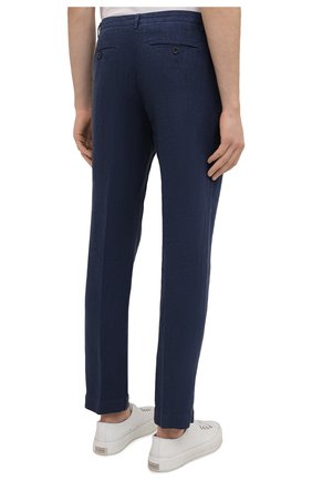 Мужские льняные брюки 120% LINO темно-синего цвета, арт. V0M2411/0253/000 | Фото 4 (Длина (брюки, джинсы): Стандартные; Случай: Повседневный; Материал внешний: Лен; Стили: Кэжуэл)