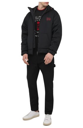 Мужская утепленная куртка DOLCE & GABBANA черного цвета, арт. G9WT1Z/FUGK6 | Фото 2 (Кросс-КТ: Куртка; Рукава: Длинные; Материал внешний: Синтетический материал; Мужское Кросс-КТ: утепленные куртки; Материал подклада: Синтетический материал; Длина (верхняя одежда): Короткие; Стили: Кэжуэл)