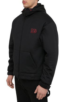 Мужская утепленная куртка DOLCE & GABBANA черного цвета, арт. G9WT1Z/FUGK6 | Фото 3 (Кросс-КТ: Куртка; Рукава: Длинные; Материал внешний: Синтетический материал; Мужское Кросс-КТ: утепленные куртки; Материал подклада: Синтетический материал; Длина (верхняя одежда): Короткие; Стили: Кэжуэл)