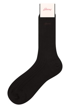 Мужские хлопковые носки BRIONI темно-коричневого цвета, арт. 0VMC00/P9Z03 | Фото 1 (Материал внешний: Хлопок; Кросс-КТ: бельё)