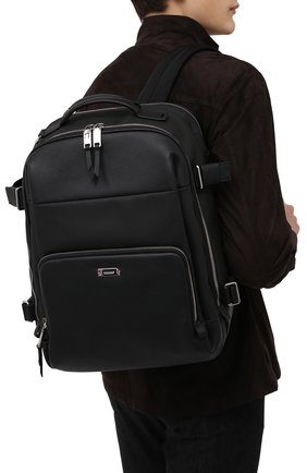 Мужской комбинированный рюкзак veltan BALLY черного цвета, арт. 595836/22349 | Фото 2 (Ремень/цепочка: На ремешке; Материал: Текстиль; Размер: large; Стили: Классический)