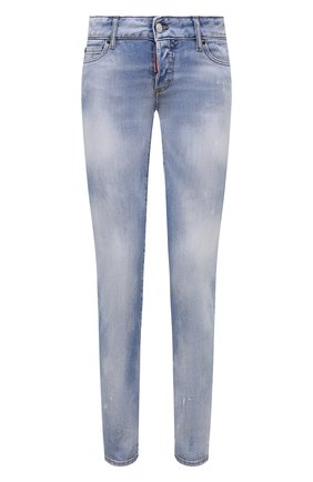 Женские джинсы DSQUARED2 голубого цвета, арт. S75LB0602/S30663 | Фото 1 (Кросс-КТ: Деним; Детали: Потертости; Материал внешний: Хлопок, Деним; Стили: Гранж; Силуэт Ж (брюки и джинсы): Узкие; Длина (брюки, джинсы): Стандартные)