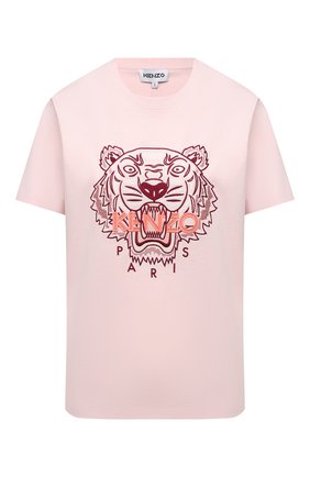 Женская хлопковая футболка KENZO светло-розового цвета, арт. FC52TS9124Y0 | Фото 1 (Принт: С принтом; Длина (для топов): Стандартные; Материал внешний: Хлопок; Женское Кросс-КТ: Футболка-одежда; Стили: Спорт-шик; Рукава: Короткие)