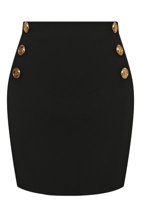 Женская юбка из вискозы BALMAIN черного цвета, арт. XF1LB375/VB00 | Фото 1 (Длина Ж (юбки, платья, шорты): Мини; Материал внешний: Вискоза; Женское Кросс-КТ: Юбка-одежда; Стили: Гламурный; Материал подклада: Вискоза)