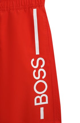 Детские плавки-шорты BOSS красного цвета, арт. J24768 | Фото 3 (Материал внешний: Синтетический материал)