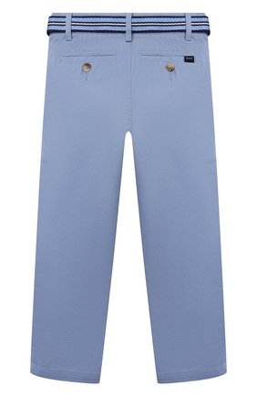 Детские хлопковые брюки POLO RALPH LAUREN голубого цвета, арт. 321855394 | Фото 2 (Материал внешний: Хлопок; Случай: Повседневный; Ростовка одежда: 18 мес | 86 см, 3 года | 98 см, 4 года | 104 см)