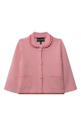 Детский жакет из вискозы EMPORIO ARMANI красного цвета по цене 23900 руб., арт. 3L3G50/3MGUZ | Фото 1 Детский жакет из вискозы EMPORIO ARMANI красного цвета, арт. 3L3G50/3MGUZ | Фото 1 (Рукава: Длинные; Материал внешний: Вискоза; Девочки Кросс-КТ: Жакет-одежда; Ростовка одежда: 10 - 11 лет | 140 - 146см, 13 - 15 лет | 158 см, 16 лет | 164 см, 4 года | 104 см, 5 лет | 110 см, 6 лет | 116 см, 7 лет | 122 см, 8 лет | 128 см)