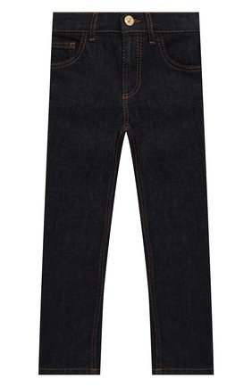 Детские джинсы VERSACE темно-синего цвета по цене 27900 руб., арт. 1001136/1A02044/4A-6A | Фото 1 Детские джинсы VERSACE темно-синего цвета, арт. 1001136/1A02044/4A-6A | Фото 1 (Материал внешний: Хлопок; Детали: Однотонный; Ростовка одежда: 6 лет | 116 см)