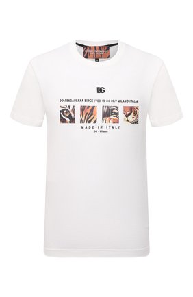 Мужская хлопковая футболка DOLCE & GABBANA белого цвета, арт. I8AECZ/G7CY5 | Фото 1 (Рукава: Короткие; Стили: Спорт-шик; Материал внешний: Хлопок; Принт: С принтом; Длина (для топов): Стандартные)