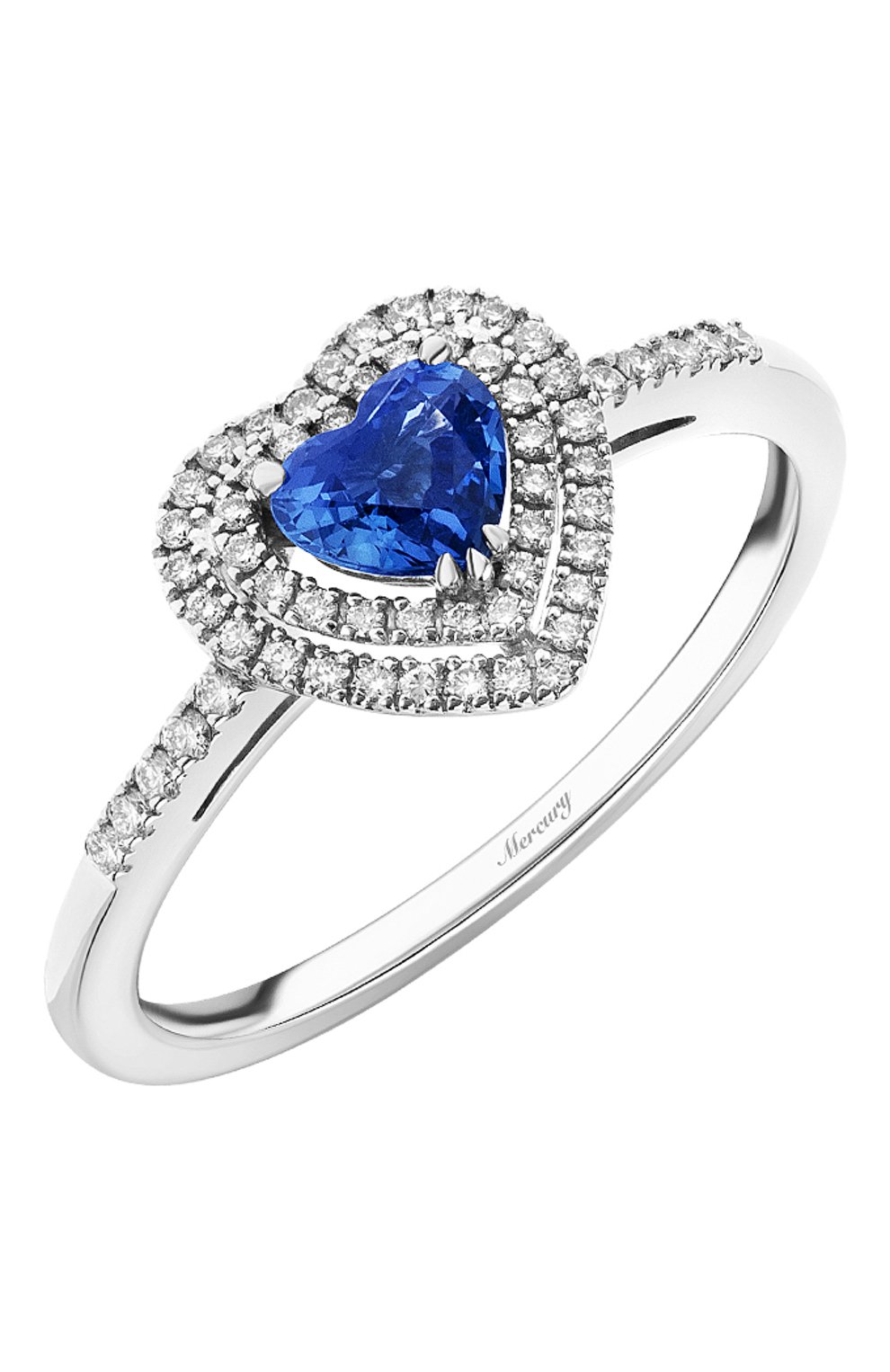 Женские кольцо MERCURY бесцветного цвета, арт. MR18850WS | Фото 1 (Материал сплава: Белое золото; Драгоценные камни: Сапфиры, Бриллианты)