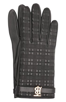 Женские кожаные перчатки BURBERRY черного цвета, арт. 8045909 | Фото 1 (Материал: Натуральная кожа)