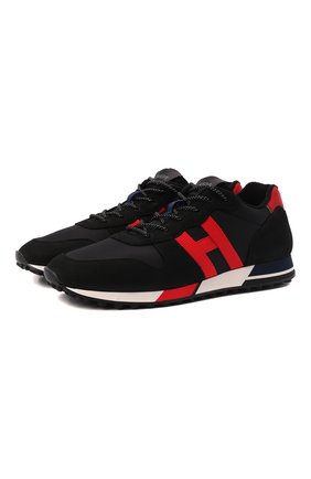 Мужские комбинированные кроссовки HOGAN черного цвета по цене 39250 руб., арт. HXM3830AN51R75 | Фото 1 Мужские комбинированные кроссовки HOGAN черного цвета, арт. HXM3830AN51R75 | Фото 1 (Материал внутренний: Текстиль, Натуральная кожа; Материал внешний: Кожа, Текстиль; Подошва: Массивная; Стили: Спорт; Материал утеплителя: Без утеплителя; Длина стельки: 29,66, 30,5, 26,27, 27,12, 27,96, 28,39, 28,81)