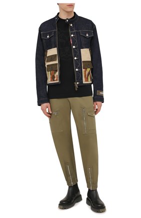 Мужская джинсовая куртка DSQUARED2 темно-синего цвета, арт. S74AM1222/S30664 | Фото 2 (Материал внешний: Хлопок, Деним; Длина (верхняя одежда): Короткие; Рукава: Длинные; Кросс-КТ: Куртка, Деним; Стили: Гранж)