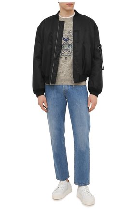 Мужской хлопковый свитер KENZO хаки цвета по цене 35300 руб., арт. FC55PU6993XA | Фото 2 Мужской хлопковый свитер KENZO хаки цвета, арт. FC55PU6993XA | Фото 2 (Рукава: Длинные; Длина (для топов): Стандартные; Материал внешний: Хлопок; Мужское Кросс-КТ: Свитер-одежда; Принт: С принтом; Стили: Кэжуэл)
