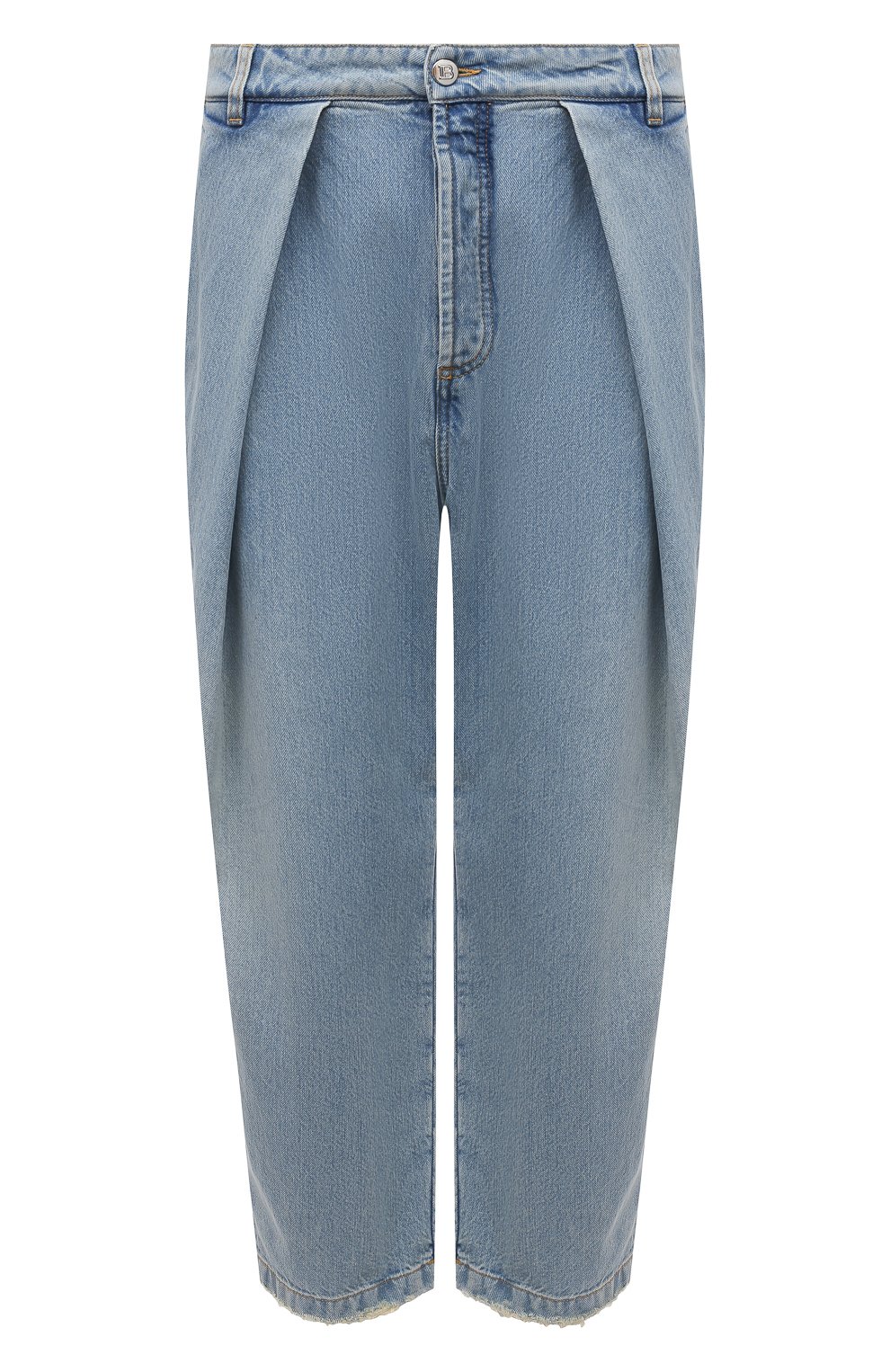 Мужские джинсы BALMAIN голубого цвета, арт. XH1MH065/DB53 | Фото 1 (Силуэт М (брюки): Широкие; Кросс-КТ: Деним; Материал внешний: Хлопок, Деним; Стили: Минимализм; Длина (брюки, джинсы): Укороченные)