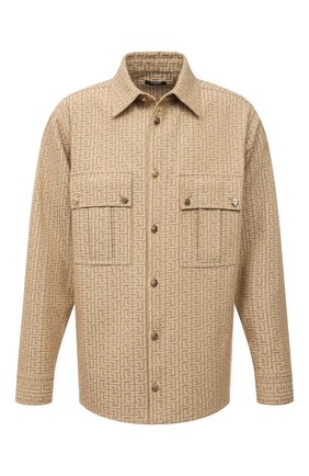 Мужская хлопковая рубашка BALMAIN бежевого цвета по цене 145500 руб., арт. XH1HS030/CB65 | Фото 1 Мужская хлопковая рубашка BALMAIN бежевого цвета, арт. XH1HS030/CB65 | Фото 1 (Рукава: Длинные; Длина (для топов): Стандартные; Материал внешний: Хлопок; Случай: Повседневный; Рубашки М: Classic Fit; Манжеты: На пуговицах; Принт: С принтом; Воротник: Кент; Стили: Кэжуэл)