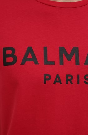Мужская хлопковая футболка BALMAIN красного цвета, арт. XH1EF000/BB23 | Фото 5 (Рукава: Короткие; Длина (для топов): Стандартные; Принт: С принтом; Материал внешний: Хлопок; Стили: Кэжуэл)