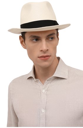 Мужская соломенная шляпа BRIONI кремвого цвета, арт. 04880L/01Z02 | Фото 2 (Материал: Растительное волокно)