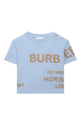 Детский хлопковая футболка BURBERRY голубого цвета по цене 15900 руб., арт. 8050563 | Фото 1 Детский хлопковая футболка BURBERRY голубого цвета, арт. 8050563 | Фото 1 (Кросс-КТ НВ: Футболка)