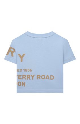 Детский хлопковая футболка BURBERRY голубого цвета по цене 15900 руб., арт. 8050563 | Фото 2 Детский хлопковая футболка BURBERRY голубого цвета, арт. 8050563 | Фото 2 (Кросс-КТ НВ: Футболка)