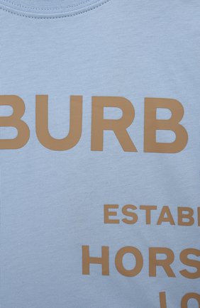 Детский хлопковая футболка BURBERRY голубого цвета, арт. 8050563 | Фото 3 (Кросс-КТ НВ: Футболка)