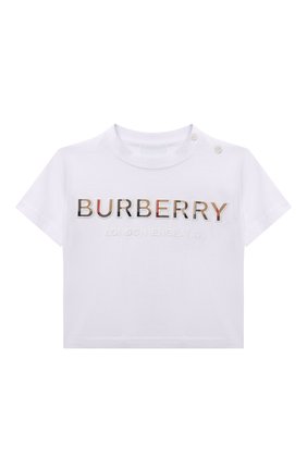 Детский хлопковая футболка BURBERRY белого цвета, арт. 8050426 | Фото 1 (Кросс-КТ НВ: Футболка)