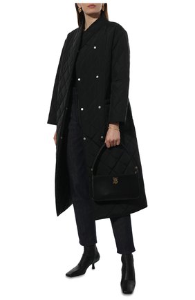 Женское стеганое пальто BOSS черного цвета, арт. 50466533 | Фото 2 (Рукава: Длинные; Материал внешний: Синтетический материал; Длина (верхняя одежда): Длинные; Стили: Кэжуэл; 1-2-бортные: Однобортные)