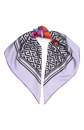 Женский шелковый платок VERSACE сиреневого цвета, арт. 1001600/1A02996 | Фото 1 (Материал: Текстиль, Шелк)