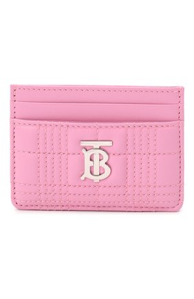 Женский кожаный футляр для кредитных карт BURBERRY розового цвета, арт. 8049297 | Фото 1 (Материал: Натуральная кожа)