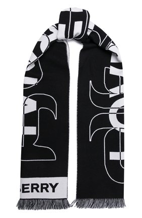 Женский шерстяной шарф BURBERRY черного цвета, арт. 8049667 | Фото 1 (Материал: Шерсть, Текстиль)