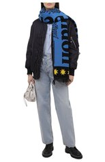 Женский шарф из шерсти и шелка BURBERRY голубого цвета, арт. 8049661 | Фото 2 (Материал: Текстиль, Шерсть)