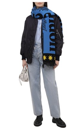 Женский шарф из шерсти и шелка BURBERRY голубого цвета, арт. 8049661 | Фото 2 (Материал: Шерсть, Текстиль)