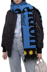 Женский шарф из шерсти и шелка BURBERRY голубого цвета, арт. 8049661 | Фото 3 (Материал: Текстиль, Шерсть)