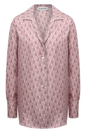 Женская шелковая рубашка LANVIN розового цвета по цене 119500 руб., арт. RW-SI0002-5210-P22 | Фото 1 Женская шелковая рубашка LANVIN розового цвета, арт. RW-SI0002-5210-P22 | Фото 1 (Материал внешний: Шелк; Длина (для топов): Стандартные; Рукава: Длинные; Стили: Романтичный; Принт: С принтом; Женское Кросс-КТ: Рубашка-одежда)