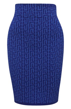 Женская юбка из шерсти и вискозы BALMAIN синего цвета, арт. XF1LC001/KB02 | Фото 1 (Материал внешний: Шерсть; Стили: Гламурный; Женское Кросс-КТ: Юбка-одежда; Кросс-КТ: Трикотаж; Длина Ж (юбки, платья, шорты): Мини; Региональные ограничения белый список (Axapta Mercury): RU)