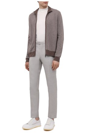 Мужские брюки из шерсти и льна ERMENEGILDO ZEGNA светло-серого цвета по цене 53650 руб., арт. 318F06/75TB12 | Фото 2 Мужские брюки из шерсти и льна ERMENEGILDO ZEGNA светло-серого цвета, арт. 318F06/75TB12 | Фото 2 (Материал внешний: Шерсть, Лен; Длина (брюки, джинсы): Стандартные; Материал подклада: Вискоза; Случай: Повседневный; Стили: Кэжуэл)