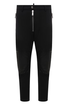 Мужские шерстяные брюки DSQUARED2 черного цвета, арт. S74KB0605/S40320 | Фото 1 (Материал внешний: Шерсть; Длина (брюки, джинсы): Укороченные; Случай: Повседневный; Стили: Панк)