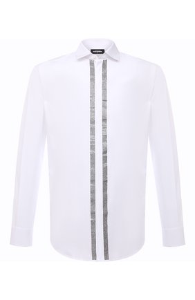 Мужская хлопковая рубашка DSQUARED2 белого цвета по цене 51200 руб., арт. S74DM0610/S36275 | Фото 1 Мужская хлопковая рубашка DSQUARED2 белого цвета, арт. S74DM0610/S36275 | Фото 1 (Материал внешний: Хлопок; Рукава: Длинные; Длина (для топов): Стандартные; Принт: Однотонные; Рубашки М: Slim Fit; Манжеты: На пуговицах; Воротник: Акула; Стили: Классический; Случай: Вечерний)